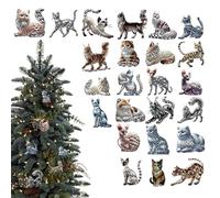 Christmas Countdown, 24 Days Vacation Countdown Calendars, 2D Acrylic Cat Decorations for Daily Family Activity Bedroom Living Room Home Holiday Party