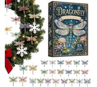 Christmas Countdown 2D Acrylic Dragonfly Decoration Keychain | 24 Days Christmas Countdown Figures for Seasonal Halloween Thanksgiving Easter Kids Teens Adults Holiday