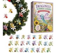 Christmas Countdown 2D Acrylic Festive Seasonal Dragonfly Keychain | 24 Days Christmas Countdown Figures for Seasonal Halloween Thanksgiving Easter Kids Teens Adults Holiday