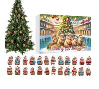 Christmas Countdown,2D Flat Acrylic Cute Favor - 24 Days Capybara Tree Pendant,for Walls Trees captivating design resonates with those who appreciate creativity and fun during special occasions