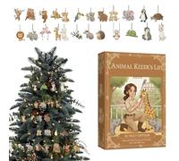 Christmas Countdown - 2D Flat Acrylic Plate with Animal Motif as a Gift for Parties, 24 Days Pendant in the Shape of an Animal Tree - for Lovers, Friends, Enthusiasts, Christmas Time