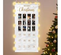 Christmas Countdown Advent Calendar with Pockets Polaroid Photo-Display Collage Board for Christmas Memory Countdown Reusable Festive Decoration for Advent Activities