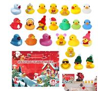 Christmas Countdown Advent Calendars with 24 Rubber Du-cky Bath Toy, 24 Days Christmas Countdown, for Boys Girls Home School Vacation Holiday Desktop Mantel Shelf Party Favors