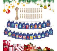 Christmas Countdown Bags | 24-Day Reusable Christmas Advent - Empty Party Favor Drawstring Bags,for Children Family Friends Chocolate Party Favors Holiday Birthday