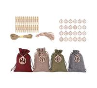 Christmas Countdown Bags: 24 Jute Advent Bags DIY Gift Kit Drawstring Calendar Kit Decorative Christmas Bag With Numbered Stickers | Decoraci