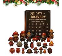 Christmas Countdown Box, 31 Days Firefighter Pendants Christmas Calendar, Home Decor for Holiday Bag Backpack Adults Kids Teens Birthday Entryway Shelves Fireplace Window