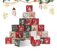 Christmas Countdown Boxes - 2.76x2.76x2.76 Inches 24 Days Numbered Box for Treats, Decoration with Count Down Function, Candy Holder for Winter Celebrations, White Card