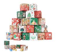 Christmas Countdown Boxes, Fillable, 7x7x7cm, Christmas Box, Paper Candy Box 24 Days Countdown, Reusable, For Cookie Chocolate Candy Holiday Snacks