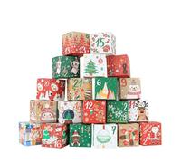 Christmas Countdown Boxes for Advent, Decoration for the Winter Holiday and Advent Season, 24 Days Advent Calendar, Countdown Boxes, for Biscuits, Chocolate, Sweets, Holiday Treats