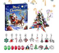 Christmas Countdown Bracelet Kit, 24-Day Holiday Advents Calendar Jewelry Making Set, Adorable Charm Beads and Light, Handmade Craft Presents for Kids Girls Boys, 6.69x7.87 inches
