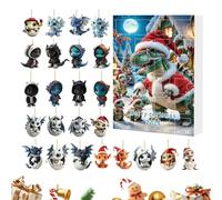 Christmas Countdown Calendar - 10.2 x 7.0 x 1.1 Inches, Acrylic, 24 Dragon Pendants, 2D Flat Ornament Set, Festive Seasonal Scene Display | Tree Window Wall Mantle Living Room Family Freu