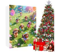 Christmas Countdown Calendar - 18 Inches 24 Day Acrylic Dachshund Ornaments Set for Festive Holiday Fun, Interactive Countdown with Collectible Cowboy Outfit Keepsake for Kids Teens Adults Friends