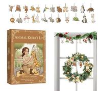 Christmas Countdown Calendar | 2-Dimensional Acrylic with Animal Theme | 24 Days Pendant in the Shape of an Animal Tree - For Lovers Family and Enthusiasts at Christmas Time for Home and Fireplace