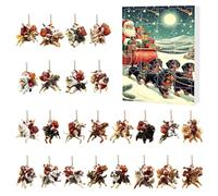 Christmas Countdown Calendar 2025, 24 Days Countdown Kit, Cute Santa Claus Dog Ornaments, Festive Pendants & Unique Christmas Decoration, for Family, Holiday, Countdown (A)