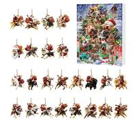 Christmas Countdown Calendar 2025, 24 Days Countdown Kit, Cute Santa Claus Dog Ornaments, Festive Pendants & Unique Christmas Decoration, for Family Holiday Countdown (D)