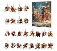 Christmas Countdown Calendar 2025, 24 Days Countdown Kit, Cute Santa Claus Dog Ornaments, Festive Pendants & Unique Christmas Decoration, for Family, Holiday, Countdown (B)