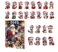 Christmas Countdown Calendar 2025 | 24 Days of Christmas Countdown 2D Acrylic Cute Kitten Tree Ornaments - Seasonal Advent Holiday Festive Ornaments,for Women Men Kids Adults