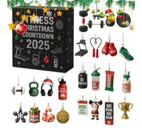 Christmas Countdown Calendar - 2025 2D Acrylic Fitness Advent | Fun Fitness Equipment Countdown | For Children, Runners, Yoga, Bedroom, Living Room, Door, Wall, Car, Holiday, Birthday