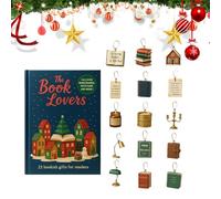 Christmas Countdown Calendar, 2025 Christmas Ornament Countdown 24 Days for Readers, Party Favors Wall Shelf Home Decor for Desktop | Birthday Holiday Literary Lovers Gift