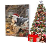 Christmas Countdown Calendar 2025 | Cute 2D Acrylic Highland Cow Advent Decoration,24 Day Christmas Countdown Calendar with Highland Cow Ornaments - for Adults Teens Family Girls Teenagers Boys Men