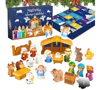 Christmas Countdown Calendar - 2025 Small Home Decor - Jesus Scene Christmas Calendar Toys - for Kids Boys Girls Bedroom Living Room Classroom Entryway Church Birthday