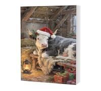 Christmas Countdown Calendar 2025,Winter Holiday Highland Cow Advent Decoration - 24 Days Of Christmas Countdown 2D Acrylic Highland Cow Ornaments - for Adults Teens Family Girls Teenagers Boys Men