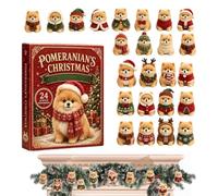 Christmas Countdown Calendar 2026 2D Flat Acrylic Puppy Pendant | 24 Days Dog Acrylic Ornaments for Men Women Living Room Bedroom Office Indoor A