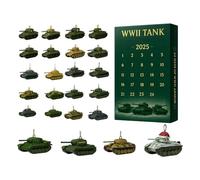 Christmas Countdown Calendar,24-Day 2d Acrylic 2025 Collectible,Holiday Countdown Calendar Tank Pendant | for Kids Adults Collectors History Enthusiasts Window Indoor Wall