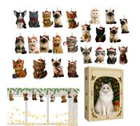 Christmas Countdown Calendar,24-Day 2D Acrylic Cat Themed Ornament Advent 2025 - Festive Pendant Countdown Calendar for Indoor Branches Bedroom Tree Outdoor Yard Entryway