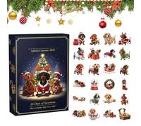 Christmas Countdown Calendar - 24 Day Advent Ornament Set with Puppies