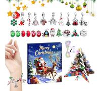 Christmas Countdown Calendar, 24-Day Charm Bracelet Kit, Jewelry Making Set, Cute Handmade Beads with Light, for Kids, Boys, Girls, Holiday Fun Home Living Room and More