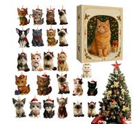 Christmas Countdown Calendar - 24 Day Cute Pendant Set for Daily Surprise, Festive Joy with Collectible Function, Cat Ornament for Home Tree Window Party Application, Holiday Keepsake Box Use