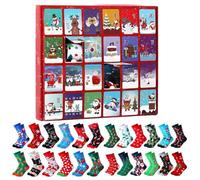 Christmas Countdown Calendar - 24 Day Fun Socks Gift Set, Holiday Box, Cozy and Humorous Socks Collection, Funny Surprise in Fam