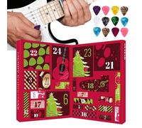 Christmas Countdown Calendar - 24-Day Guitar Advent Set, Musical Box with Colourful Picks, Fun Festive Accessory for Guitarists, Bass and Ukulele Players, Holiday Collection, 11.02 x 8.66 x 3.15