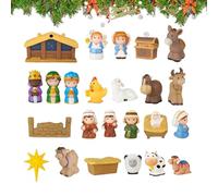 Christmas Countdown Calendar - 24 Day Nativity Advent Set, Interactive Figurine Toys, Educational Storytelling Activity for Christmas Play Home Church Festive Season, Holiday Decor, 15.67x10.59 Inches