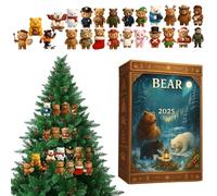 Christmas Countdown Calendar, 24 Days 2D Acrylic 2025 Bear, Cute Bear Christmas Ornaments Countdown Calendar | for Adults Wall Door Bag Backpack Party Office School