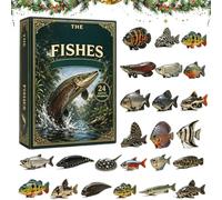 Christmas Countdown Calendar 24 Days 2D Acrylic Fishing Collectible Decor | Christmas Calendar Advent Pendants for Living Room Foyer Store Tree Wall Car Rearview Mirror Anglers Father