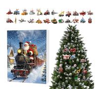 Christmas Countdown Calendar, 24 Days Christmas Tree Decoration Countdown | 2D Acrylic Cartoon Vehicle Decoration for Home Party Festive Event