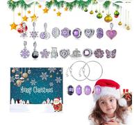 Christmas Countdown Calendar,24 Days Countdown Bracelet Set - Festive Joyful Ornament Bracelet Making Kit for Holiday Activities Craft Party Gathering Festival