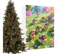 Christmas Countdown Calendar - 24 Days Countdown with Dachshund Pendants | Acrylic 2D Flat Cowboy Outfit Keepsake for Holiday Decoration | Christmas Decoration - Ad
