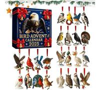 Christmas Countdown Calendar - 24 Days Hanging Birds 2D,Christmas Countdown Animal 2025,For Desk Bookshelf Entryway Office Living Room Bedroom Balcony And