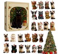 Christmas Countdown Calendar - 24 Days Kitten Ornaments Christmas Countdown Advent,Acrylic Home Decor for Wreaths Tree December Holiday Shelf Door Window Car Living Room Bedroom Kids Teens