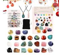 Christmas Countdown Calendar - 24 Days Meditation Crystals Book, 2025 Holiday Crystal Set, Spiritual Balance, Decorative Crystal Collection for Home, Work, 10.24x7.09x1.18 Inches