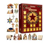 Christmas Countdown Calendar | 2D 24 Days Figurines | Religious Figure Christmas Countdown Calendar - for Living Room Bedroom Kitchen Church Birthday Party Shelf Desk Office
