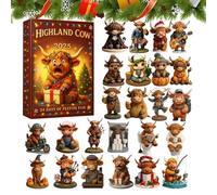 Christmas Countdown Calendar 2D Acrylic 2025 Pendants Advent 24 Days | Animal Figurines Christmas Calendar for Kids Adults Holiday Party Bag Keyring Phone Car Entryway Window Shops Bedroom