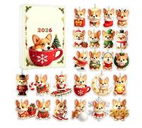 Christmas Countdown Calendar 2D Acrylic 24 Days Cat Dog Christmas Decor | Calendar Advent Pet Ornaments for Tree Window Wall Mantle Bookshelf Living Room Bedroom Office A