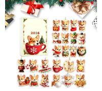 Christmas Countdown Calendar 2D Acrylic 24 Days Cat Dog Christmas Decor | Festive Countdown Advent Decoration for Home Farmhouse Tree Window Wall Mantle Living Room Bedroom A