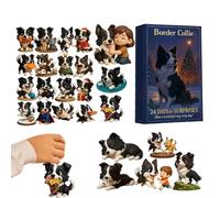 Christmas Countdown Calendar | 2D Acrylic Advent Dog Figurines,24-Day Animal Calendar Christmas Decorations - for Kids Adults Home Decor Wall Door Office Car School Holiday New Year