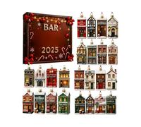 Christmas Countdown Calendar - 2D Acrylic Bar House Pendants - House Shape Pendants Christmas Ornaments | for Shelf Desk Door Entryway Office Shops Car Wreaths Living Room Bedroom Cabinets