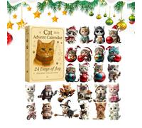 Christmas Countdown Calendar | 2D Acrylic Cat Decoration - 24 Days Calendar Ornament for the Holidays - For Adults and Teenagers for Holidays Halloween Thanksgiving Easter and Seasonal